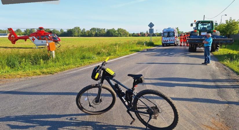 Traktor gázolta el a biciklist – súlyos sérülésekkel, mentőhelikopterrel szállították kórházba